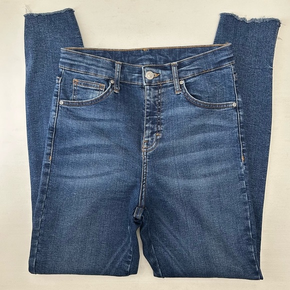 Topshop Jamie Skinny Jeans High Rise Ankle Cropped Step Hem Blue Size 26 - Picture 16 of 16